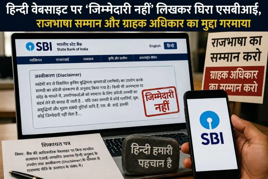 एसबीआई की हिंदी वेबसाइट पर एआई अनुवाद को लेकर विवाद, राजभाषा नियमों और ग्राहक अधिकारों पर उठे सवाल एसबीआई की हिंदी वेबसाइट, एसबीआई एआई अनुवाद, एसबीआई हिंदी वेबसाइट विवाद, एआई अनुवाद,